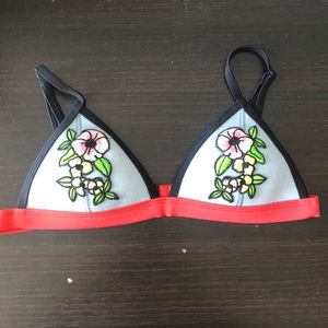 Triangl denim embroidered top